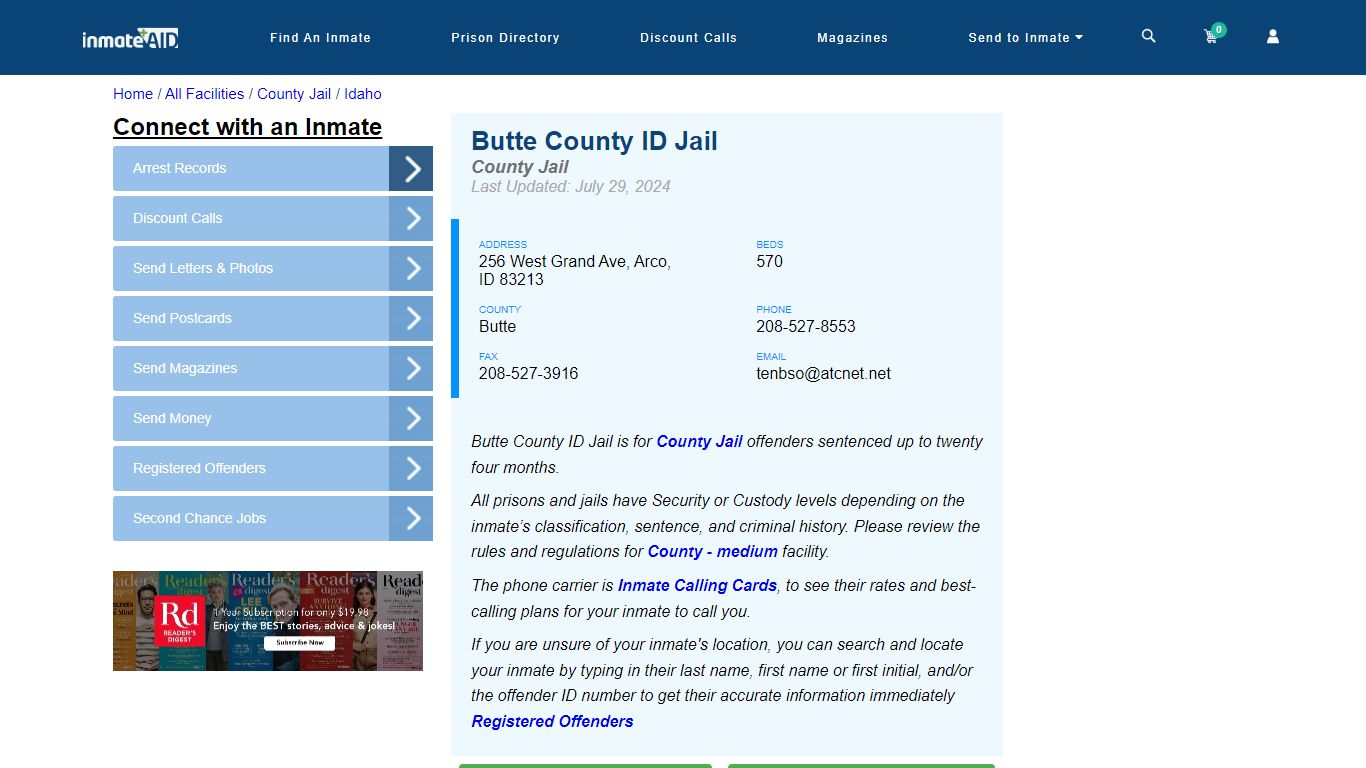 Butte County ID Jail - Inmate Locator